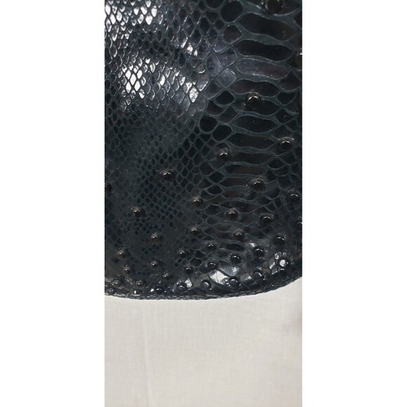 Women's Michael Kors M Rhea Crystal Black Slouchy Shoulder Handbag Patent Python - Picture 6 of 10